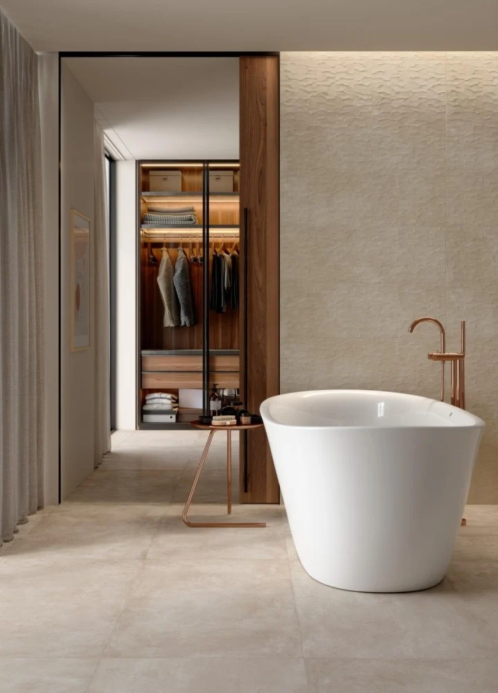 Gresie interior portelanata rectificata bej 60x120 cm, Marazzi Puro Plaza Beige
