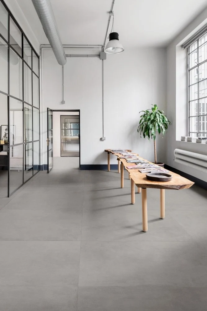 Gresie interior portelanata rectificata gri 120x120 cm, Marazzi Cementum Nickel