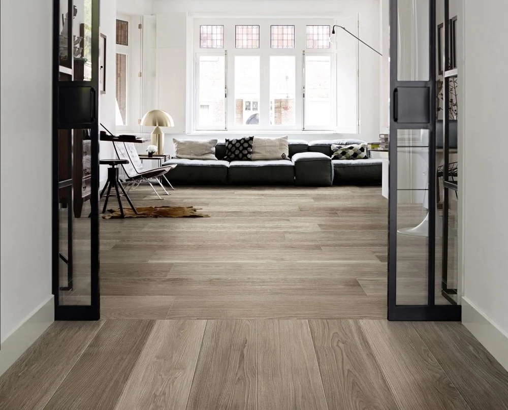 Gresie interior portelanata rectificata gri 25x150 cm, Marazzi Treverkmust Taupe