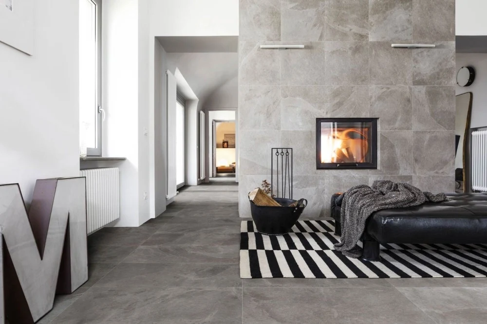 Gresie interior portelanata rectificata gri 30x60 cm, Marazzi Mystone Ardesia Cenere