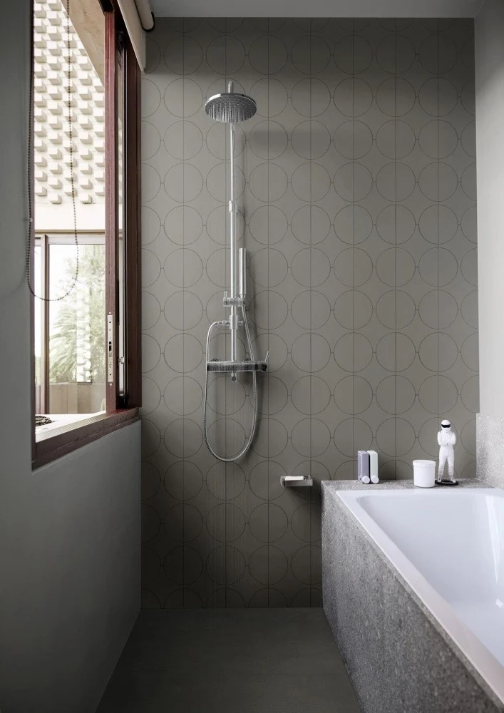 Gresie interior portelanata rectificata gri 60x120 cm, Marazzi Cementum Carbon