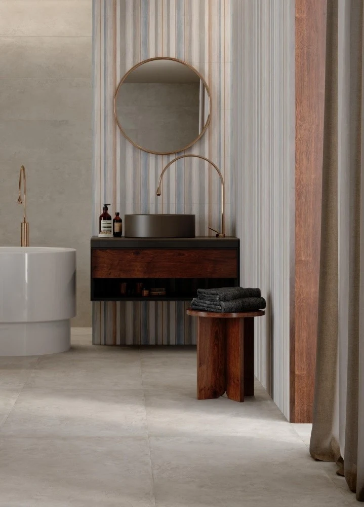 Gresie interior portelanata rectificata gri 60x120 cm, Marazzi Puro Plaza Grey