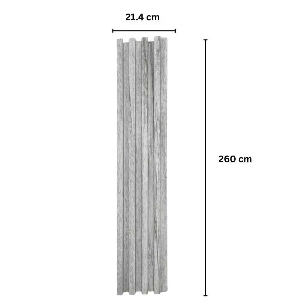 Panou decorativ riflaj WPC, montaj rapid, rezistenta ridicata, Naimeed D7527, 260x16.8x2.3cm, gri