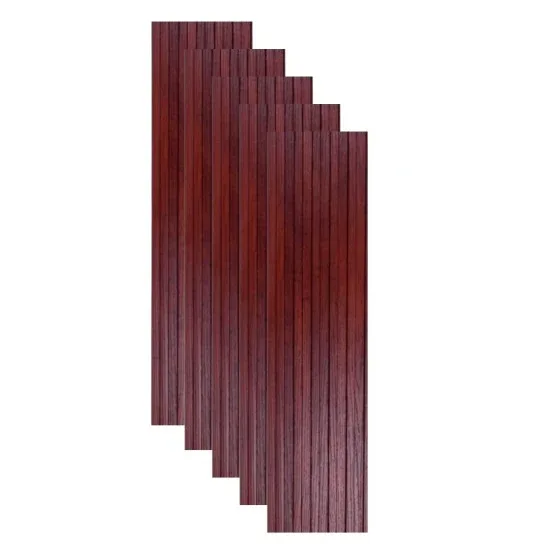Set 5 panouri decorative, riflaj WPC, cu 6 caneluri, Naimeed D6222, 260x17x1.8cm, Maro Rubin