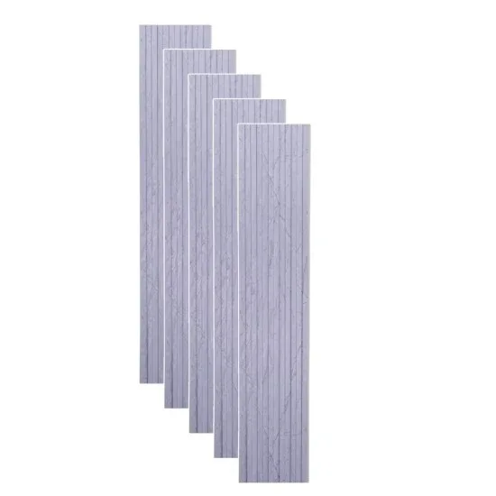 Set 5 panouri decorative, riflaj WPC, cu 6 caneluri, Naimeed D6218, 260x17x1.8cm, Gri marmura