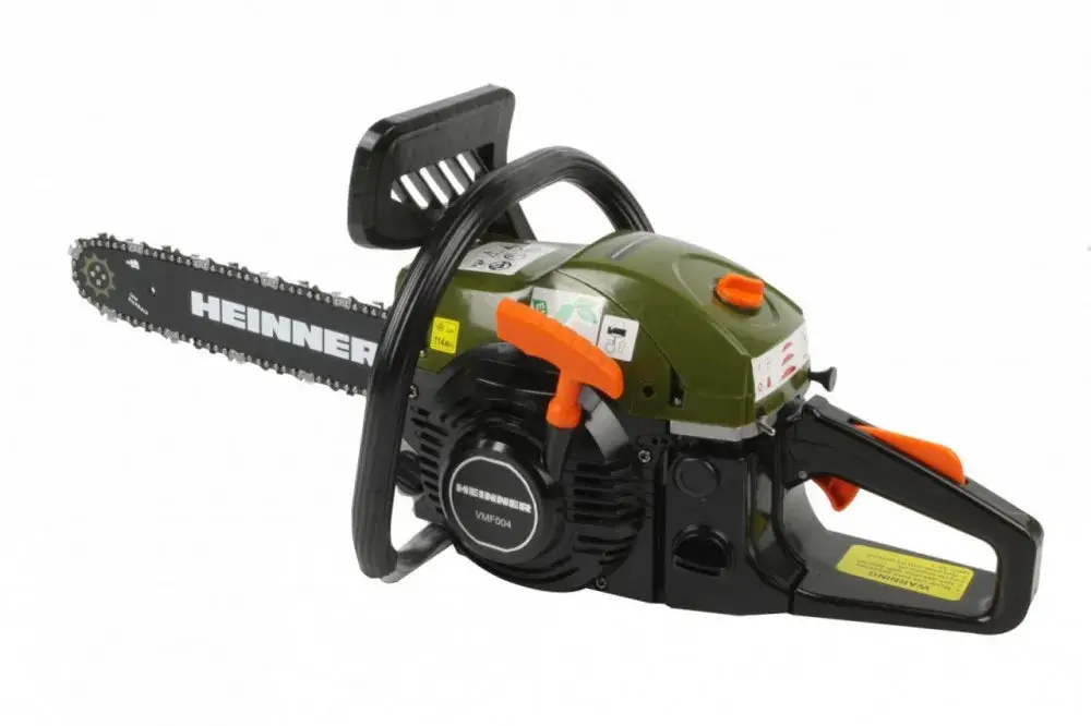 Motoferastrau Heinner VMF004, 2.4 CP, 45 CC, 1800 W, 40 cm lungime lama, easy start, 0.56 l benzina,negru-verde