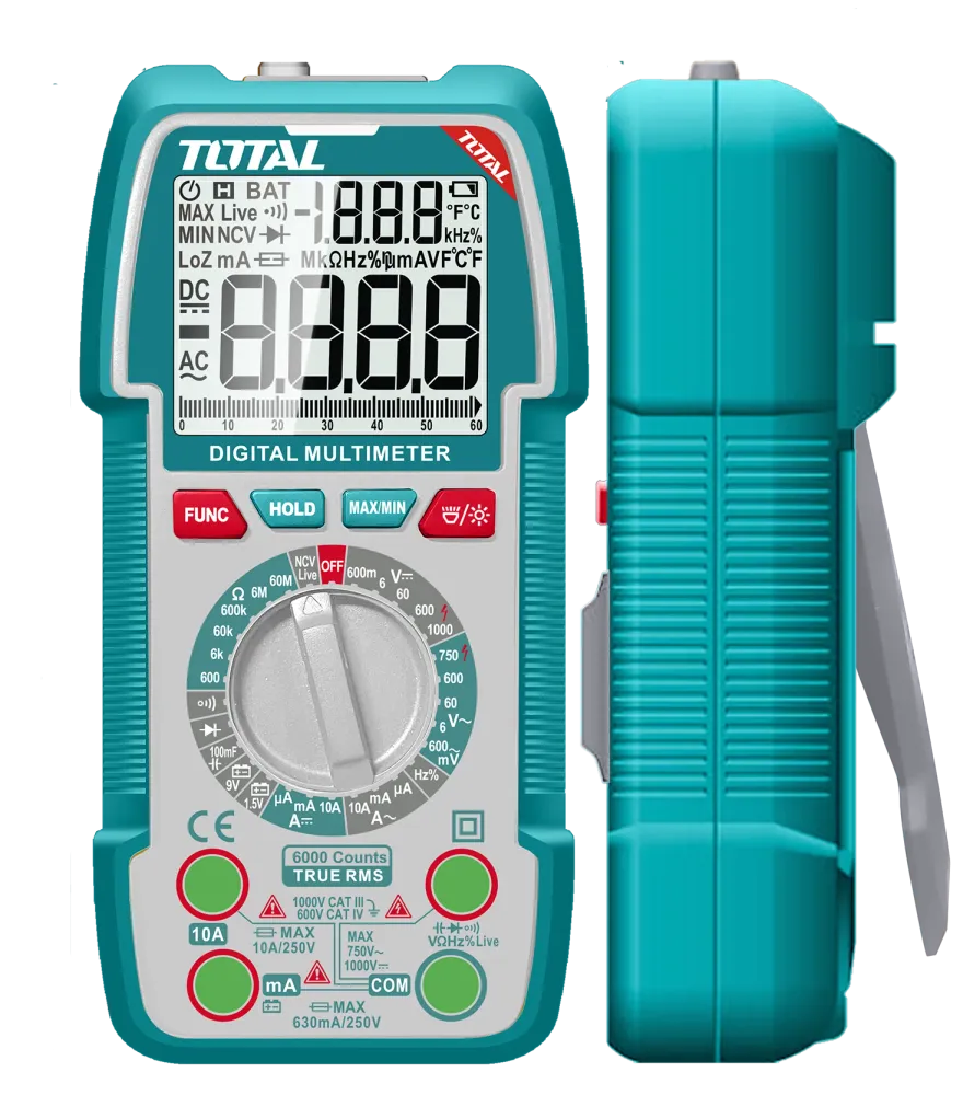 Multimetru digital TOTAL True RMS 6000 counts, tensiune 1000V, curent 10A, NCV, capacitate si frecventa