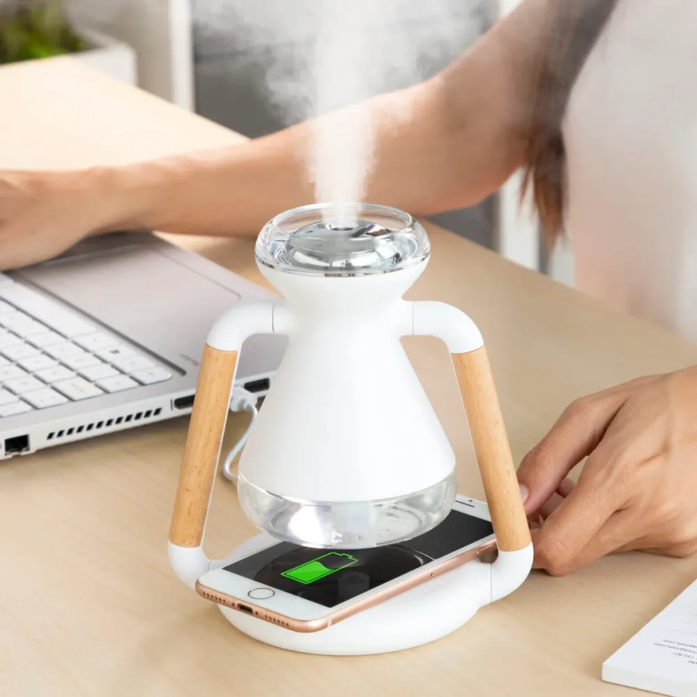 Umidificator cu difuzor de aromă și încărcător wireless 3-în-1 Misvolt InnovaGoods