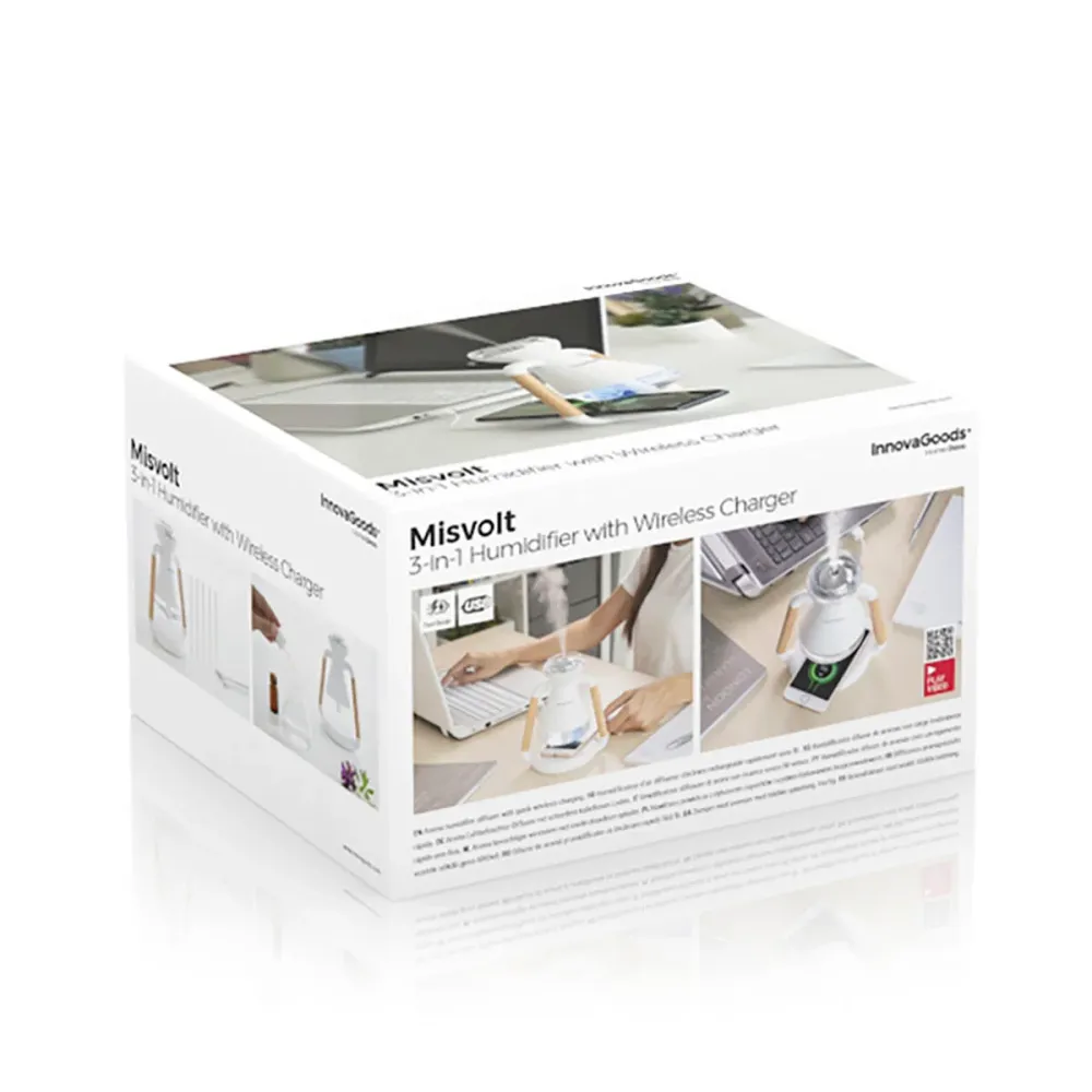 Umidificator cu difuzor de aromă și încărcător wireless 3-în-1 Misvolt InnovaGoods