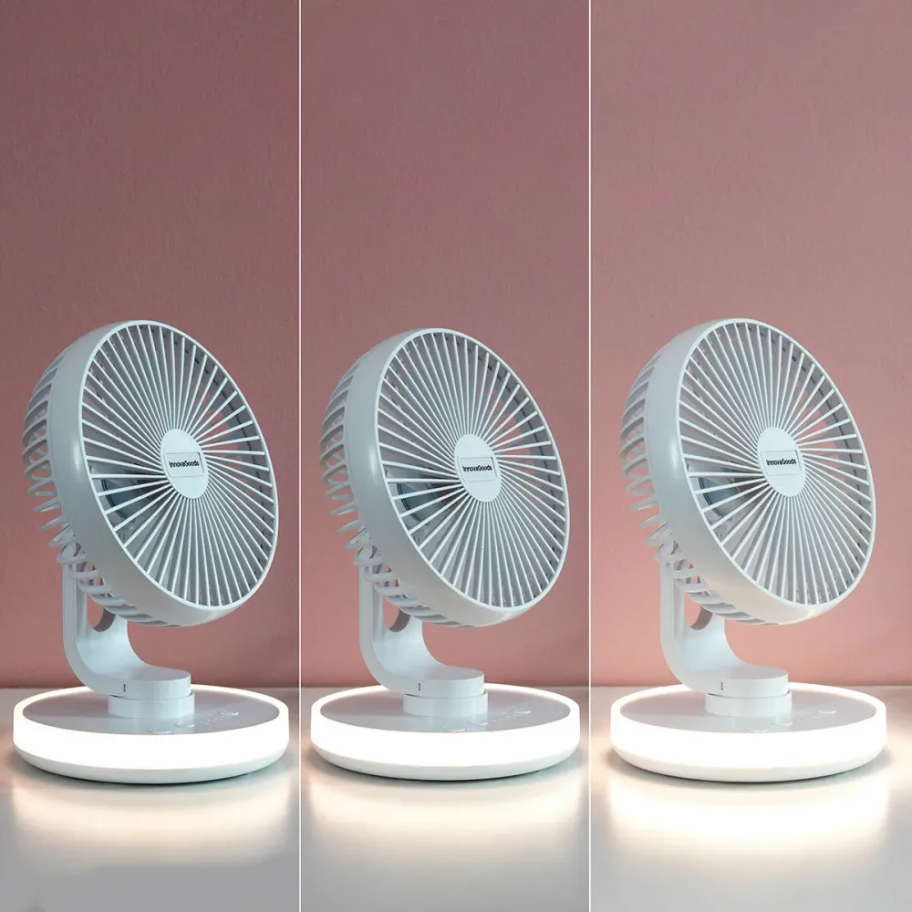 Ventilator de birou reîncărcabil cu LED-uri FanLed InnovaGoods Ø6,6'' 4000 mAh