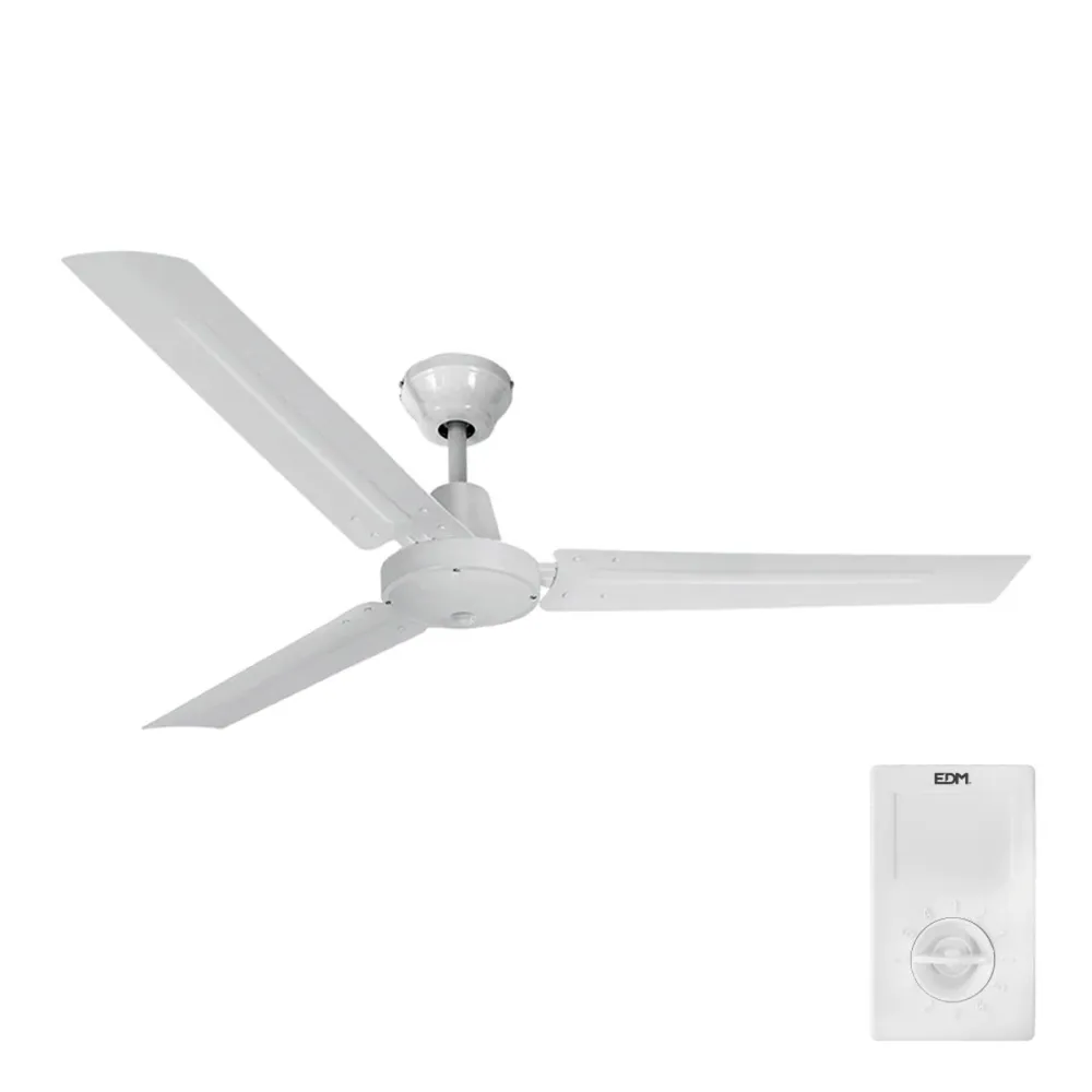 Ventilator de Tavan EDM 33982 Alb 60 W Ø 120 cm Mini industrial