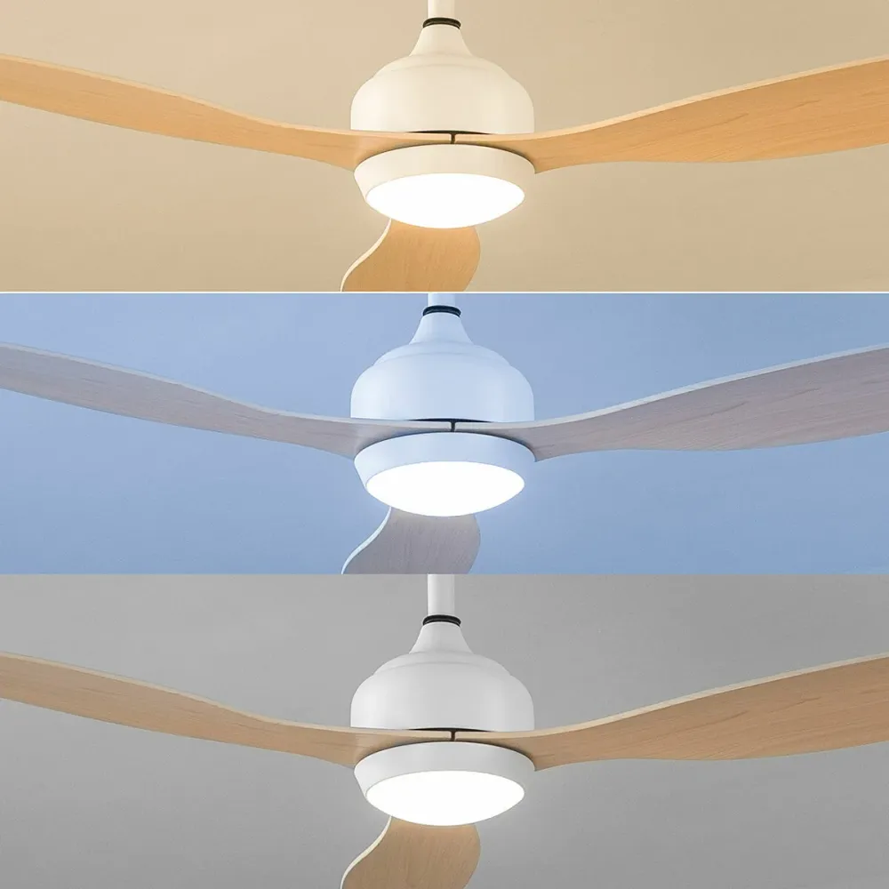 Ventilator de tavan cu lumină LED și 3 palete ABS Wuled InnovaGoods Lemn 36 W 52" Ø132 cm