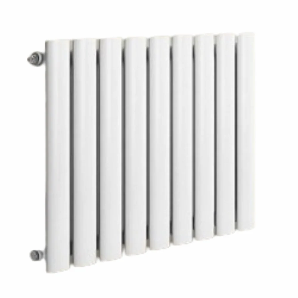 Calorifer orizontal plat cu multiblock, racord central de 1/2 toli, un singur strat, 600 x 614 mm, 447 W, alb