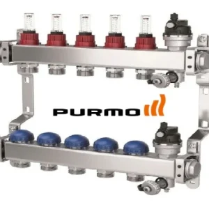 Distribuitor/colector Purmo Premium Line, robinet termostat + distribuitor, 4 circuite
