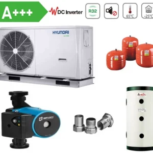 Pachet Complet Pompa de caldura aer-apa R32 monobloc Hyundai HYHC-V16W/D2N8-B, 16 kW, monofazata, cu booster electric 3 kW...