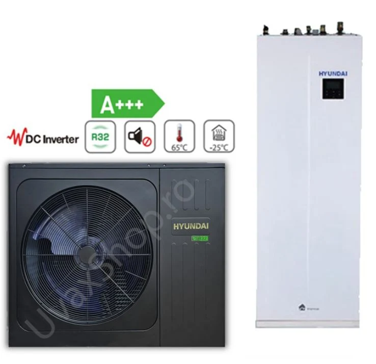 Pompa de caldura aer-apa R32 cu boiler incorporat de 240 litri HYUNDAI HYHA-V12W/D2N8/HYHB, rezistenta back-up 3 kW, trifa...