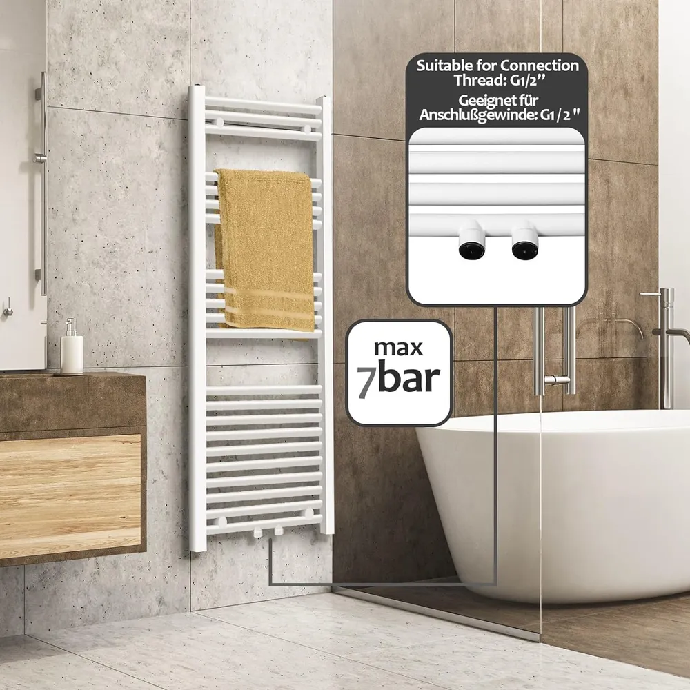 Radiator baie portprosop, 1200 mm x 600 mm, drept, alb