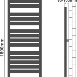 Radiator de baie vertical, 1800 x 600 mm, antracit