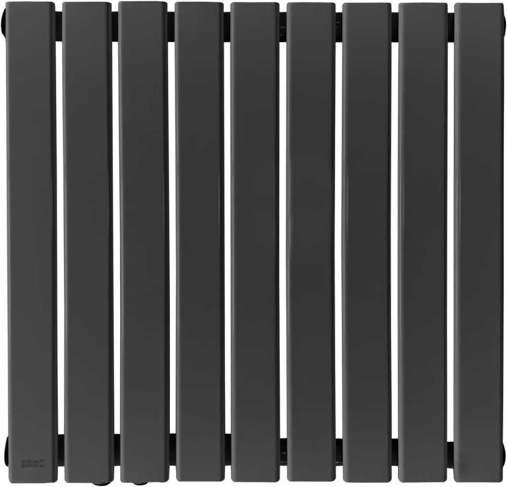 Radiator de design din otel, orizontal, plat, dublu strat, 600 x 614 mm, 819 W, racord central, pentru sufragerie/baie, an...