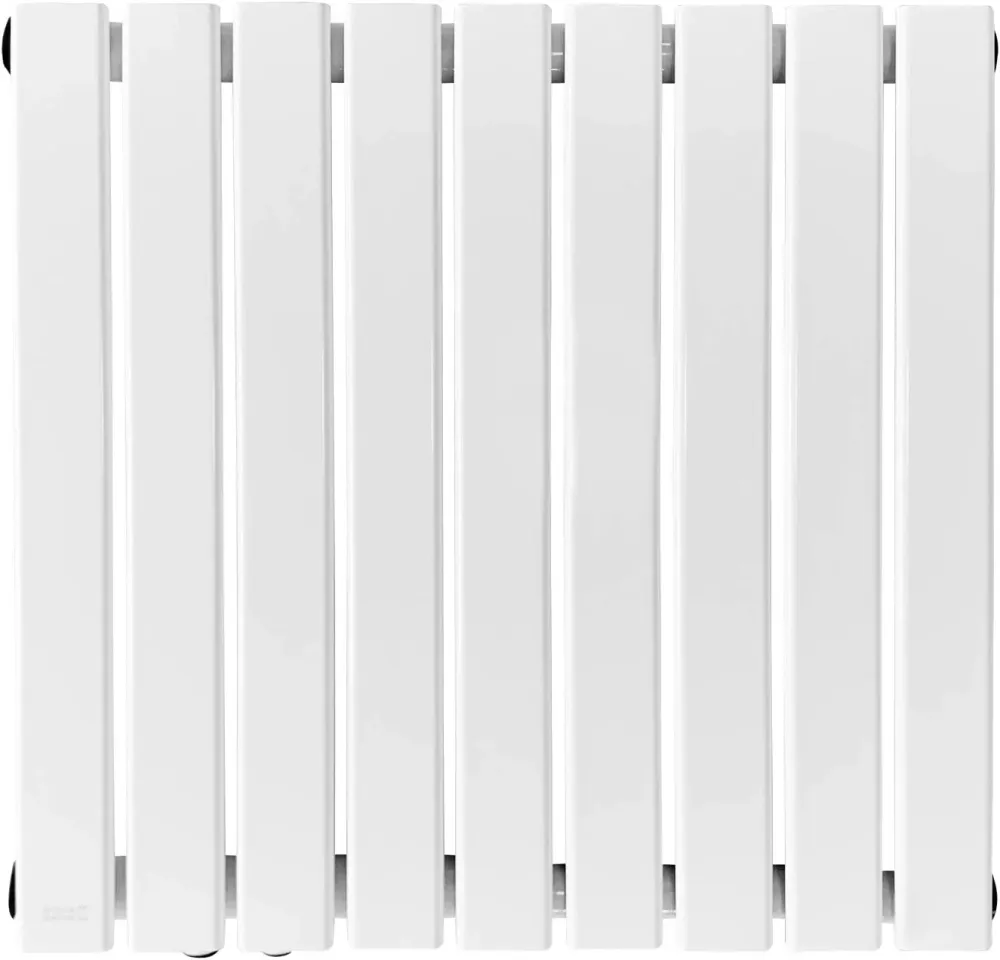 Radiator de design orizontal, dublu strat, 600 x 614 x 69 mm, racord central, alb, de tip panou