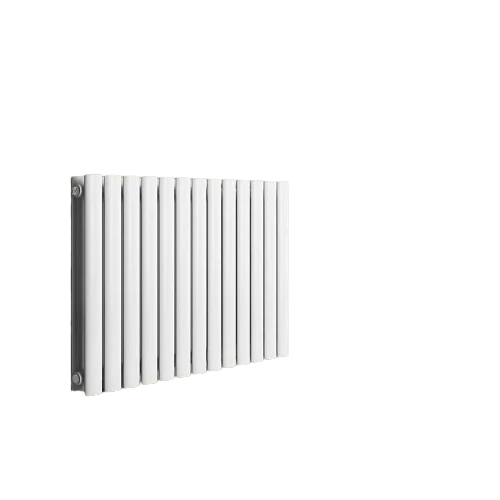 Radiator de design de otel, orizontal, dublu strat, 600 x 886 x 69 mm, racord central de 1/2 toli, alb