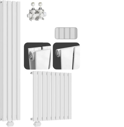 Radiator vertical cu multiblock, racord central 1/2 toli, dublu strat, 1800 x 304 mm, 1148 W, alb