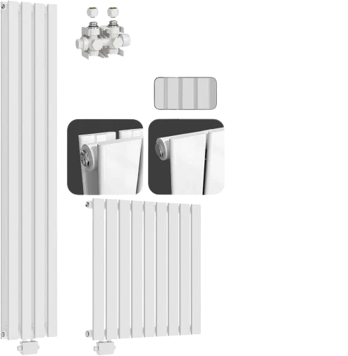 Radiator vertical plat cu multiblock, racord central 1/2 toli, dublu strat, 1800 x 304 mm, 1148 W, alb