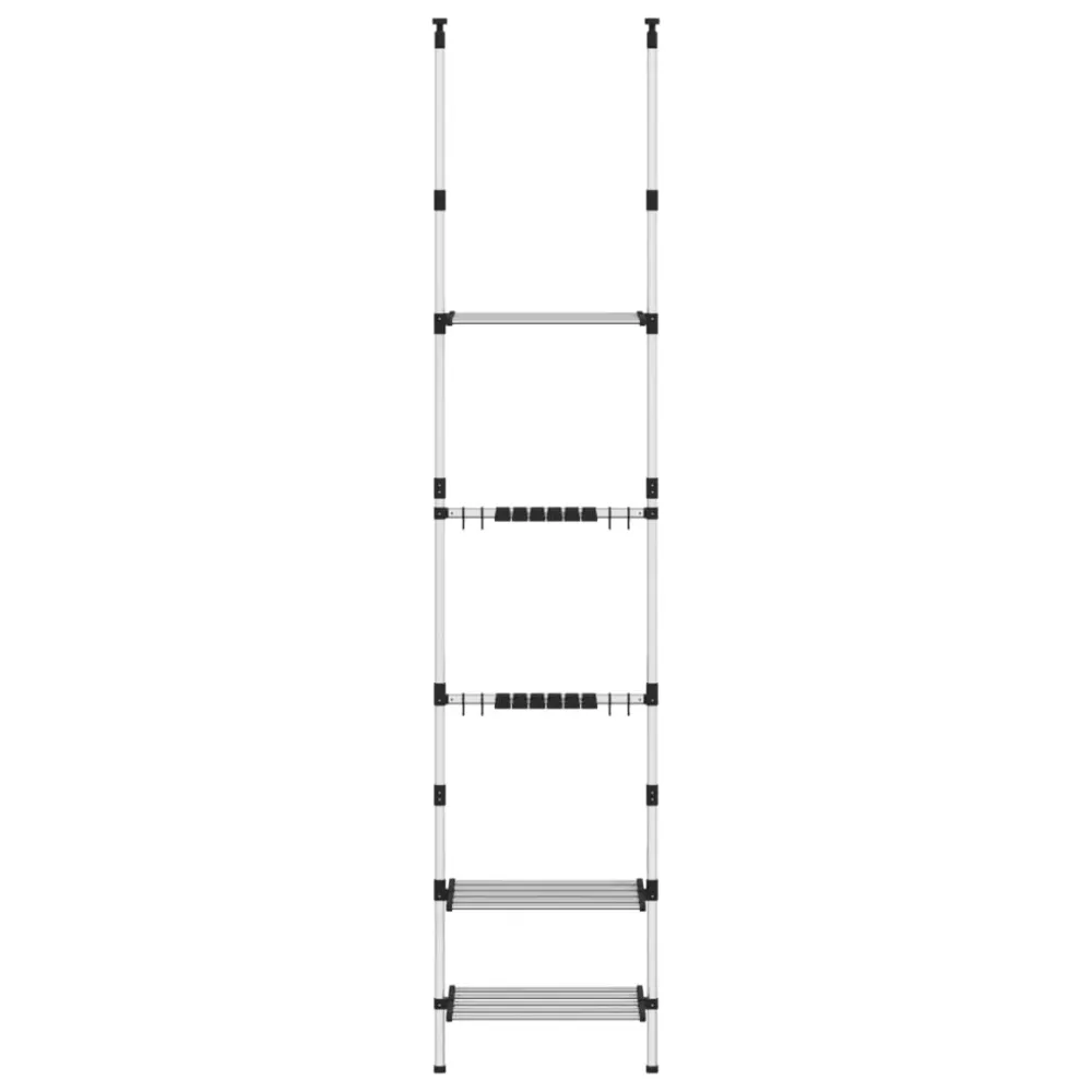 Raft telescopic de grădină cu 3 rafturi, argintiu, aluminiu