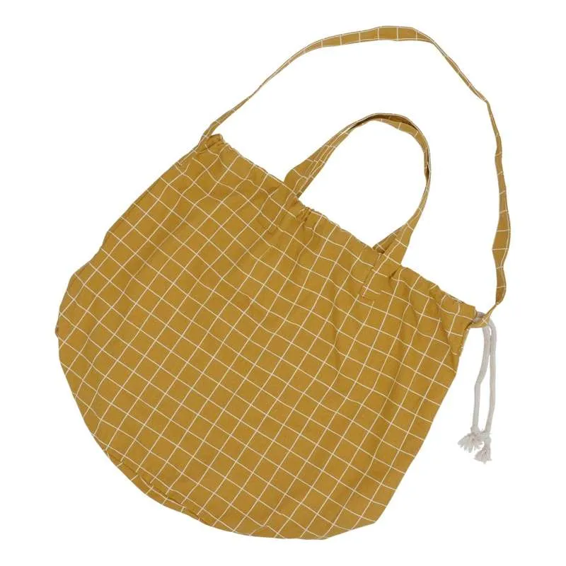 HAPS Nordic Net fabric de cumpărături cu închidere cu șnur - Mustard Check