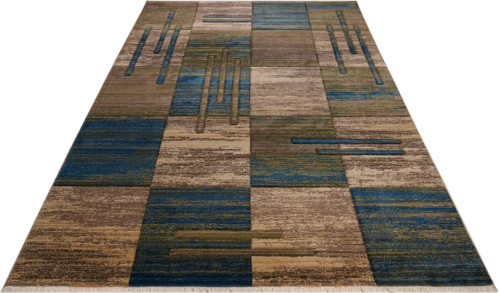 Covor Beliz cu model geometric 3D verde mușchi, 160x230 cm