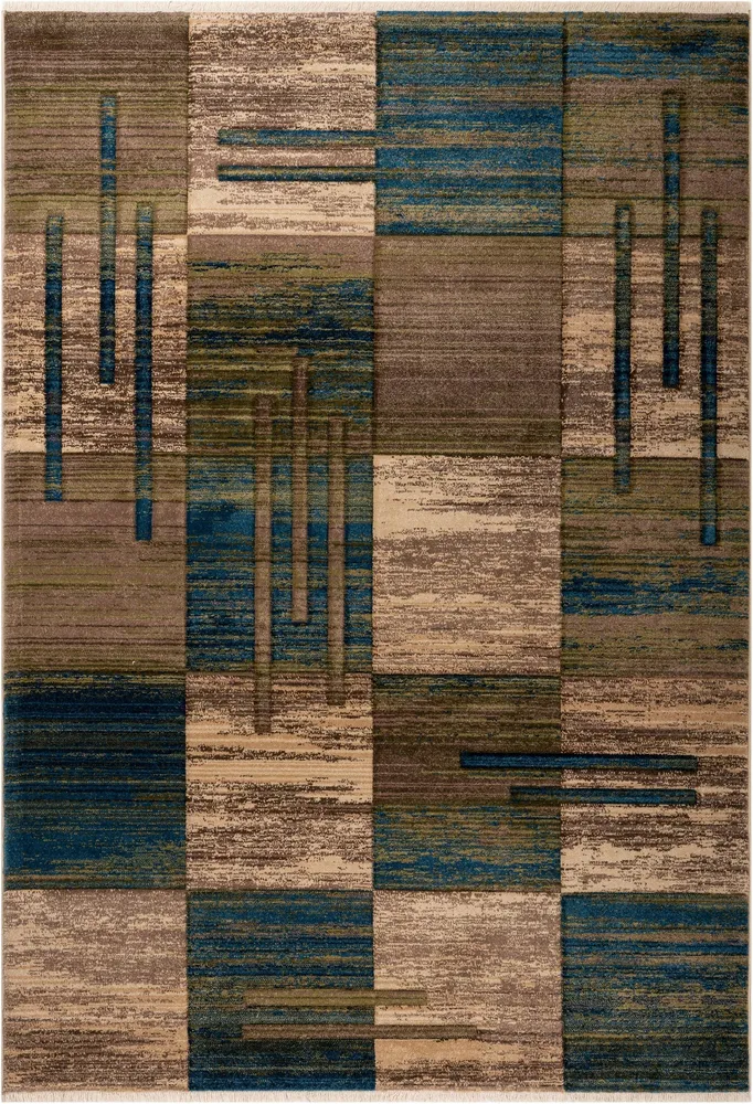 Covor Beliz cu model geometric 3D verde mușchi, 160x230 cm