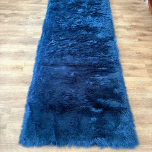 Covor de blana eco Valeria, foarte moale si pufos albastru 90x250 cm