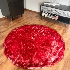 Covor de blana sintetica Sammo foarte moale si pufos, roșu, 140 cm