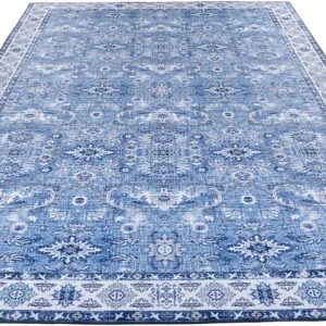 Covor Cecilia cu model oriental aspect vintage albastru, 160x230 cm