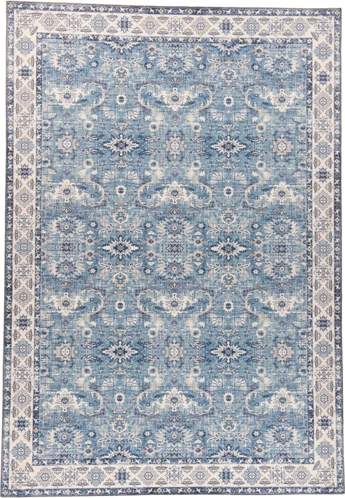 Covor Cecilia cu model oriental aspect vintage albastru, 160x230 cm