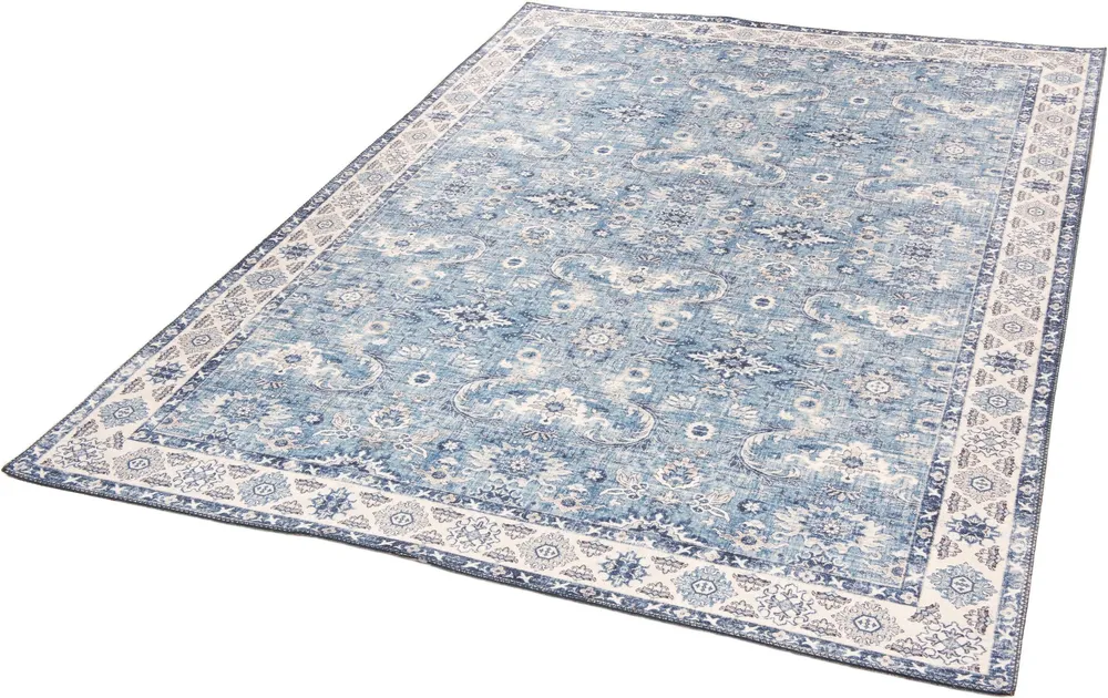 Covor Cecilia cu model oriental aspect vintage albastru, 160x230 cm