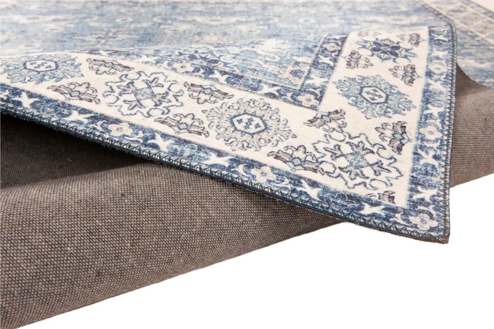 Covor Cecilia cu model oriental aspect vintage albastru, 160x230 cm
