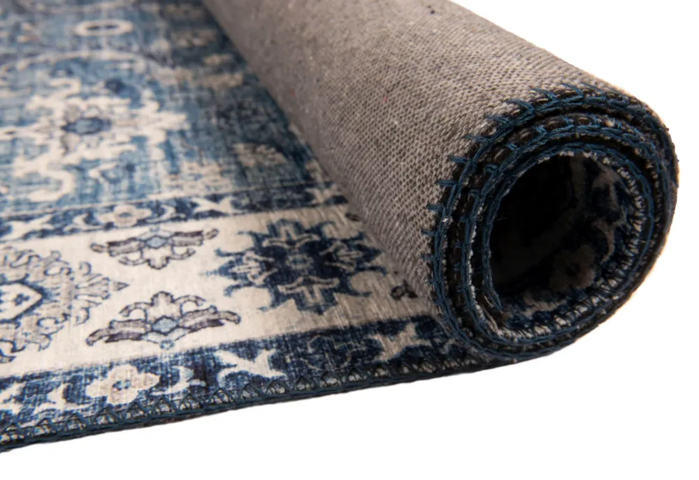 Covor Cecilia cu model oriental aspect vintage albastru, 160x230 cm