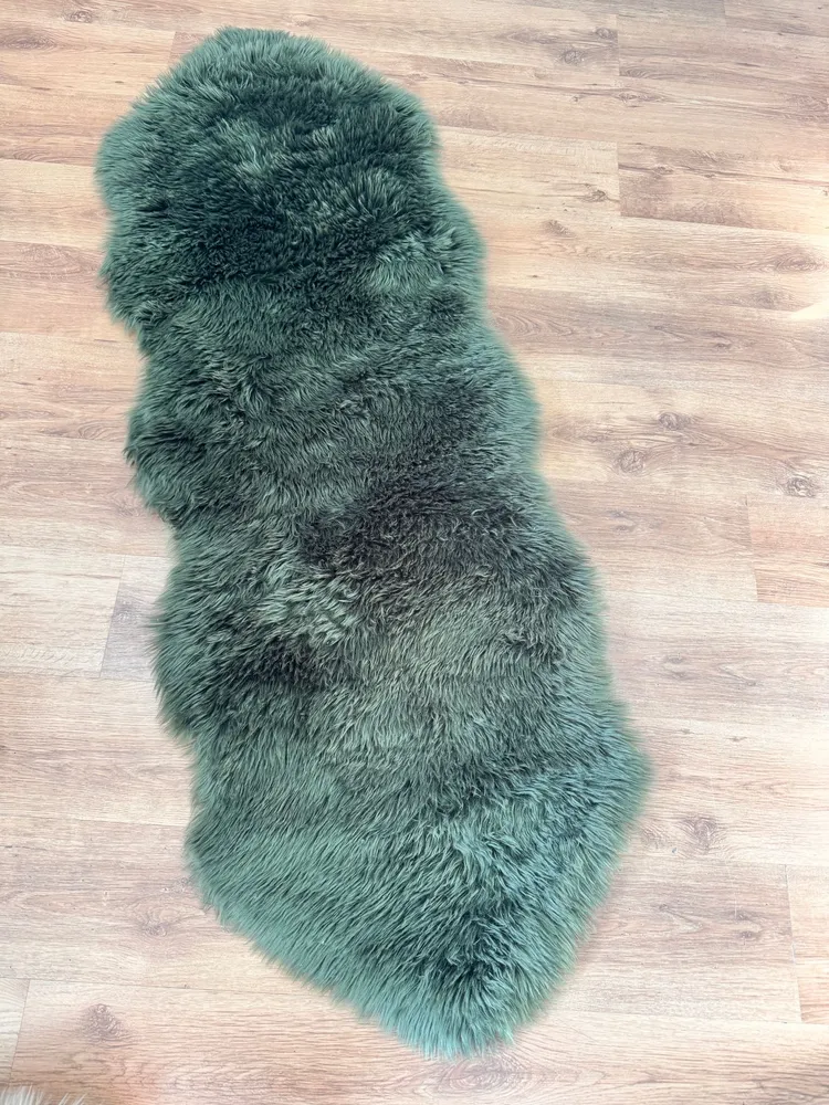 Covor »Dena« verde din blană eco foarte moale și pufoasă 65x185 cm
