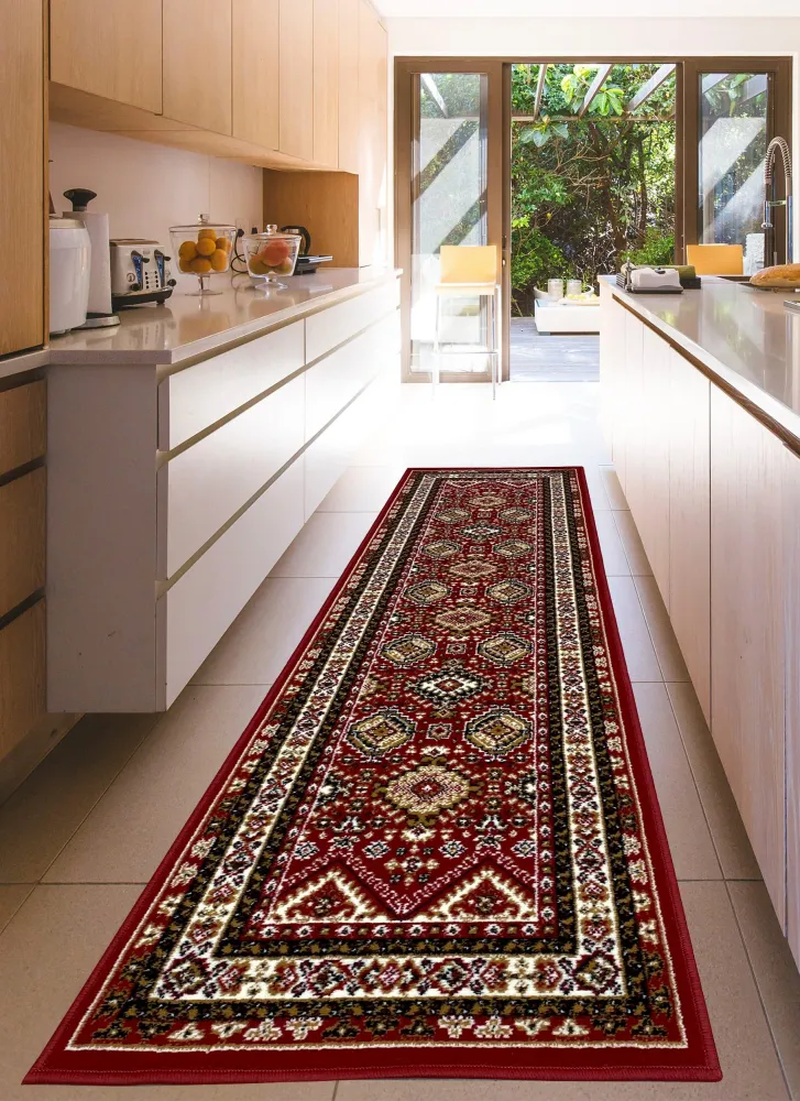 Covor »Diantha« cu aspect oriental roșu inchis 70x230 cm