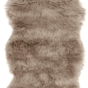 Covor din blana eco Triana foarte moale si pufos, taupe 50x90 cm