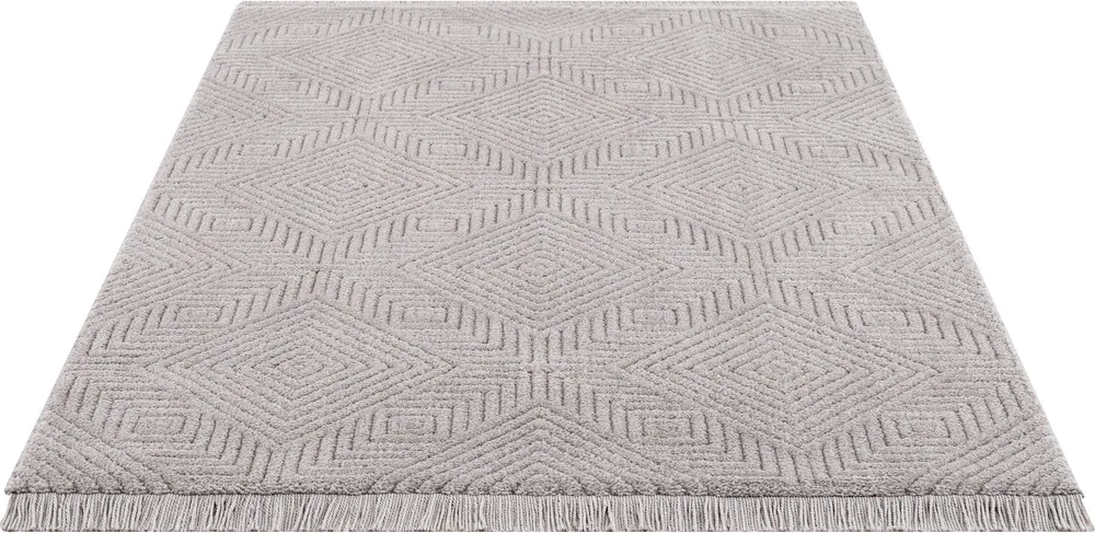 Covor »Duchesse« design grafic, boho cu franjuri gri, 160x230 cm