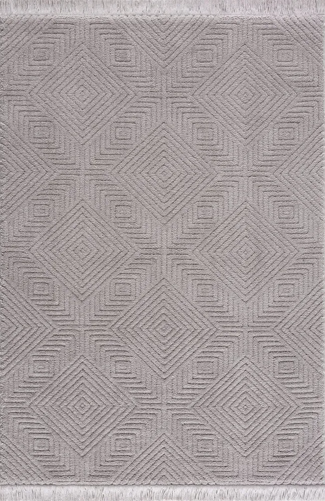 Covor »Duchesse« design grafic, boho cu franjuri gri, 160x230 cm