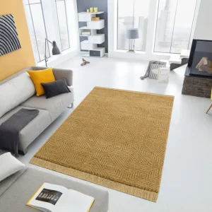 Covor »Duchesse« design grafic, boho cu franjuri galben 160x230 cm