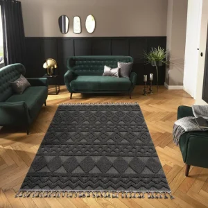 Covor »Duncan« cu model 3D, stil boho antracit, 160x230 cm