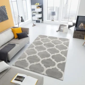 Covor Fenris cu model geometric 3D, gri 120x180 cm