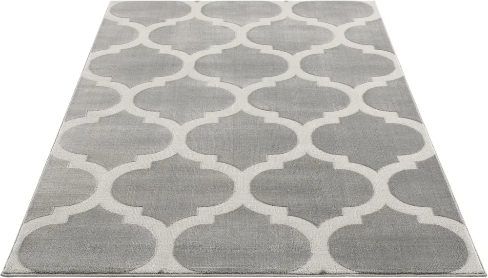 Covor Fenris cu model geometric 3D, gri 120x180 cm