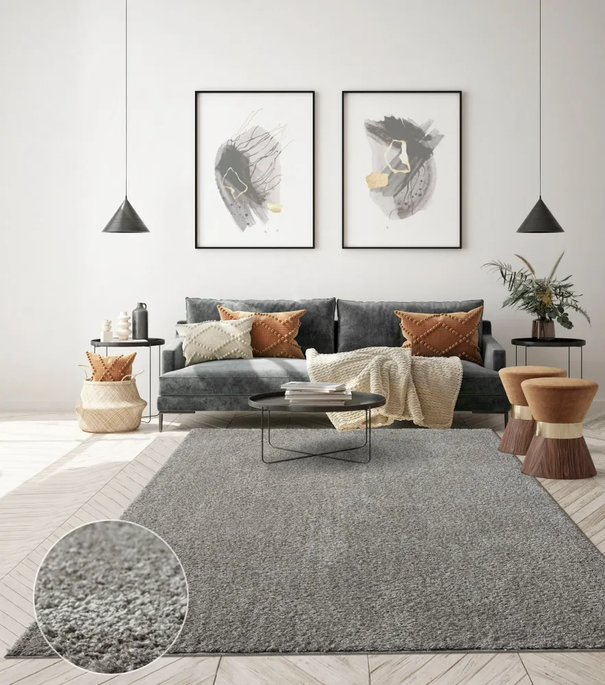 Covor cu fire inalte »Andor« moale si pufos, gri, 120x170 cm
