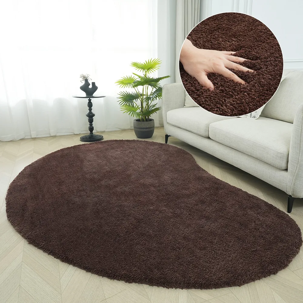 Covor cu fire înalte Halrum foarte pufos oval maro 200x300 cm