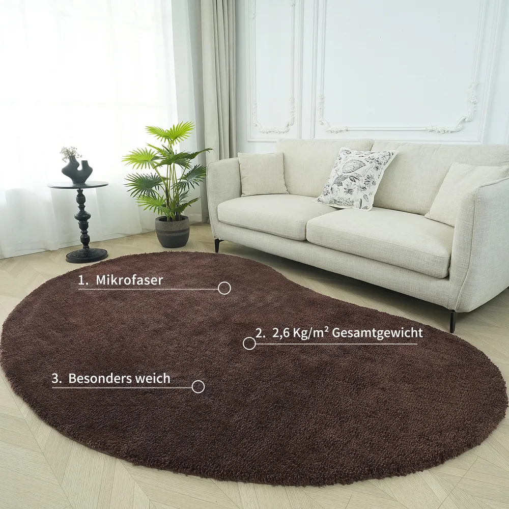 Covor cu fire înalte Halrum foarte pufos oval maro 200x300 cm